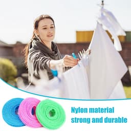 Windproof Non-Slip Clothesline, Pack of 3, 10 m, Camping Accessories, Outdoor for Garden, Travel, Holiday, Motorhome - ShopVlot — thumbnail 3