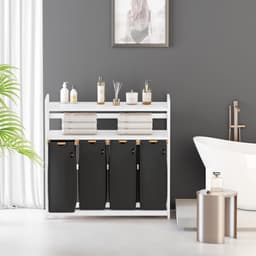 Wasmand 200 l - 4 vakken - bamboe - met 2 planken voor optimale organisatie - ShopVlot — thumbnail 5