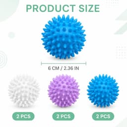 Wasballen voor wasmachine - 6 stuks - herbruikbare droogballen - optimaliseert droogprocessen - ShopVlot — thumbnail 2