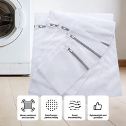 Wasnetjes met ritssluiting - Wit - 30 x 40 cm - Polyester Waszakken voor Wasmachine - Set van 5 — thumbnail 4