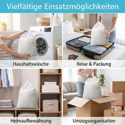 Waszakken 70 x 90 cm, fijnmazige waszak wasmachine met trekkoord, groot wasnet voor wasmachine, herbruikbare waszak voor beddengoed, knuffeldieren en kleding (wit) — thumbnail 2
