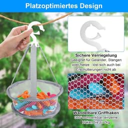Wasknijpers met mand, 50 stuks wasknijpers met zak, klemmand zonder afdruk, windbestendige kunststof wasknijpers voor waslijnen en kleerhangers — thumbnail 4