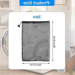 Grote Wasnetzakken met Koord - Set van 2, 70x90cm, Ideaal voor Kleding, Beddengoed en Speelgoed — thumbnail 4
