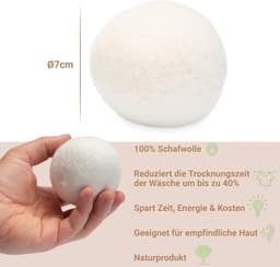 Trocknerbollen 4er Set - Wasbaar - Vermindert kreukels - Sneller drogen - SnelShoppen — thumbnail 4