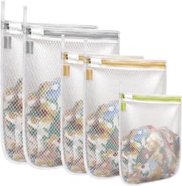 Waszakken, Wasmachine-Waszakken, Herbruikbare En Duurzame Mesh-Waszakken Voor Delicate Blouses, Kousen, Ondergoed, Bh's, Lingerie En Babykleding - 5-Delige Set (2L + 2M + S) — thumbnail 2