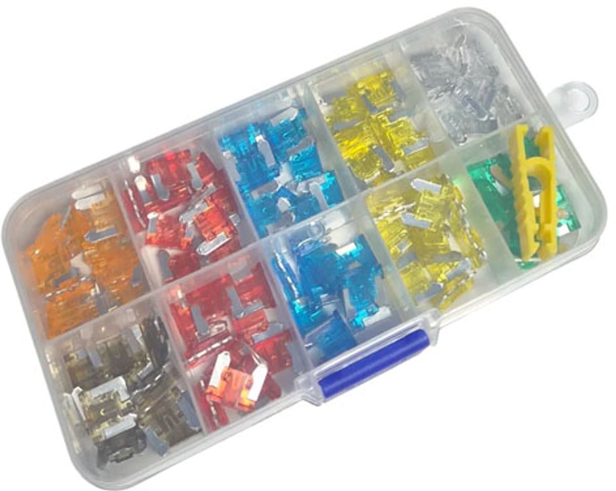 Low Profile Mini Zekering Assortiment 100 stuks – Auto Motor Scooter Zekeringen in Opbergbox — afbeelding 1