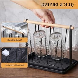 Multifunctionele Droogrek voor Flessen en Bekers, 6-delige Metalen Flessenstandaard met Afvoer en Mat, Ideaal voor Keuken en SodaStream Gebruik — thumbnail 5