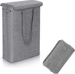 Laundry basket with lid, dark grey, 1 x dirty laundry basket, tightly foldable, carry handle for transport and - ShopVlot — thumbnail 1