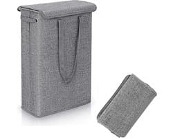 Laundry basket with lid, dark grey, 1 x dirty laundry basket, tightly foldable, carry handle for transport and - ShopVlot