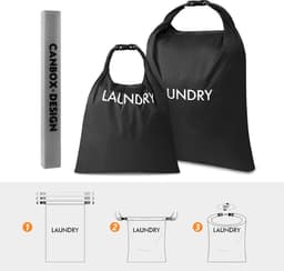 Set van 2 Reiswaszakken, Nylon Waszakken voor Kleding, Rol-Top Nat-Droog Tas voor Zwemkleding, Yoga en Sportkleding, Organizer voor Vuile Kleren — thumbnail 2