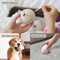 SnelShoppen - Wool Dry Balls - 6 Stuks, 100% Natuurlijk Wol, Snellere Droogtijd, Schattig Dierontwerp, Maakt Was Zacht, Opbergdoos Inclusief, Wit — thumbnail 4