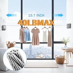 Waslijn Intrekbaar - Drooglijn Binnen - Ruimte Besparen - Niet Doorhangend Ontwerp - 4 Meter - Zilver — thumbnail 2