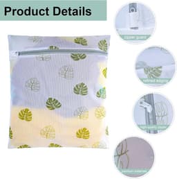 Herbruikbare waszakken met groen bladpatroon, 4 stuks, ideaal voor het wassen van fijne was zoals shirts, jassen en truien in de wasmachine. — thumbnail 5