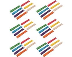 Houten Wasknijpers - Kleine Clips - Knutselen Ophangen - Platte Bek - 100 stuks - Meerkleurig