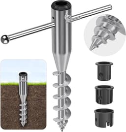 Parasolhouder voor balkon - Stijl B-Pijphandvat - Metalen grondanker voor parasols 3-5 cm stang - Duurzame strand- en tuinhouder — thumbnail 4