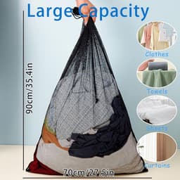 2 Pakken 70×90 cm Extra Grote Wasnetzakken met Trekkoord, Waszak met Trekkoord voor Wasmachine, Stevige Reistas voor Vies Kleding Waszak voor Kleding, Blouses, Ondergoed — thumbnail 2