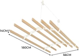 Kledingrek plafond katrol - ivoor - 1.8m - 6-latten — thumbnail 3