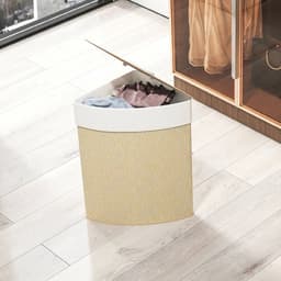 HOMCOM Laundry Hamper-Bambus-35L x 35B x 60H cm-Cremeweiß — thumbnail 4
