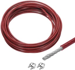 SnelShoppen - 10 m roestvrijstalen draadkoord 304 5 mm vinyl gecoat met 2 schroefspindels voor ophangen, droogrek, tuin, feestdecoratie, DIY kabelleun — thumbnail 1