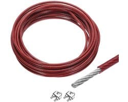 SnelShoppen - 10 m roestvrijstalen draadkoord 304 5 mm vinyl gecoat met 2 schroefspindels voor ophangen, droogrek, tuin, feestdecoratie, DIY kabelleun