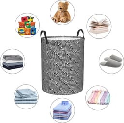 Ronde Wasmand - Opbergbak - Thuis Organiseren - Waterdichte Stof - 50 x 40 cm - Zwart Wit — thumbnail 3