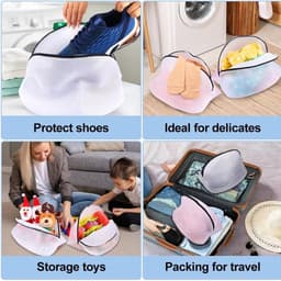 Dailygoods- Schoenwaszak - 2 Stuks - Wasnet met Ritssluiting - Herbruikbare Waszak - Bescherming voor Sneakers/Sokken - Duurzaam Materiaal — thumbnail 2