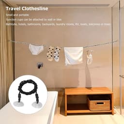 Reiswaslijn - Kledinglijn - Kleding Drogen - Intrekbaar Ontwerp - 2 Stuks - Zwart — thumbnail 2