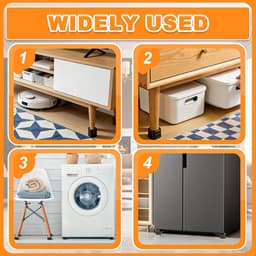 4 stuks - Wasmachinevoetjes - Meubelverhogers - Bedverhogers - Tafelverhogers - Bedframeverhogers - Stoelverhogers - Bankverhogers - Loopbandmatten - Meubelpoot hoezen - voor bedden, tafels, stoelen, banken, koelkasten, wasmachines - 7*7*3.5cm -zwart — thumbnail 2
