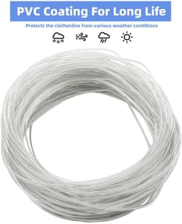 Dailygoods- Waslijn 30 m - Stalen kern - Zware belasting - Roestvrij - Waterdicht - Draagvermogen 220 kg - Wasdraad — thumbnail 5