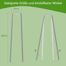 SnelShoppen - Pack van 50 grondankers/peggen, roestvrij, grondankers voor tuinvlies, onkruidvlies, schutting & tent, 150/200 mm x 40 mm x 2,5 mm, stev — thumbnail 5