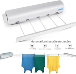 Uittrekbare Waslijn - Wasrek Flexibel - Was Drogen - Automatisch Intrekbaar - 1.0 meter - null — thumbnail 3