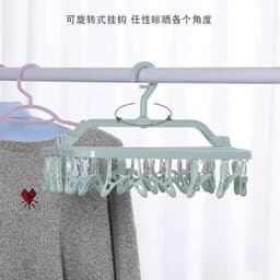 Hangende wasdroger - Wasknijpers - Duurzaam design - Blauw - Kledinghanger - Ideaal voor ondergoed en babykleding - Inklapbaar voor eenvo — thumbnail 2