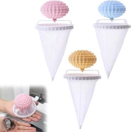 Wasmachine Lint Filter 3-delig - Drijvende Haar & Pluis Verwijderaar - 2025 Upgrade voor Huisdierenharen - Universeel voor Alle Wasmachines (Grote Bal, Gemengde Kleuren) — thumbnail 1