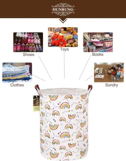 SnelShoppen - Grote Wasmand Hammer - Lichtgewicht Opbergmand van Canvas - Waterdichte Speelgoed Organizer voor Vuilnis, Kleding, Badkamer, Kids Kamers — thumbnail 3