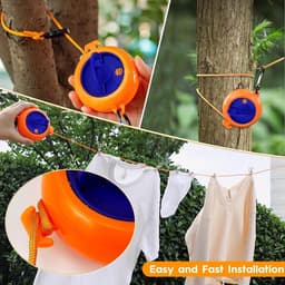 Draagbare Waslijn van 10m voor Camping en Reizen - Verstelbare Drooglijn met Handcrank en Hanger voor Kleding — thumbnail 5