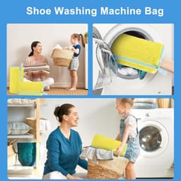 1 Stuk Schoenwaszak Wasmachine: Schoenen Waszak Sneaker Met Ritssluiting - Herbruikbare Schoenwaszak - 360° Reinigingspluisjes Voor Schoenen - Geel — thumbnail 3