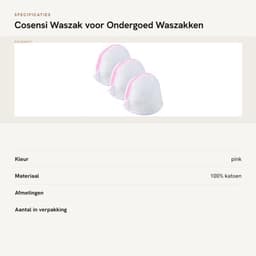 Waszak met rits - Waszak voor ondergoed - Waszak voor sokken - Waszakken groot - Set van 3 - Roze katoen — thumbnail 5