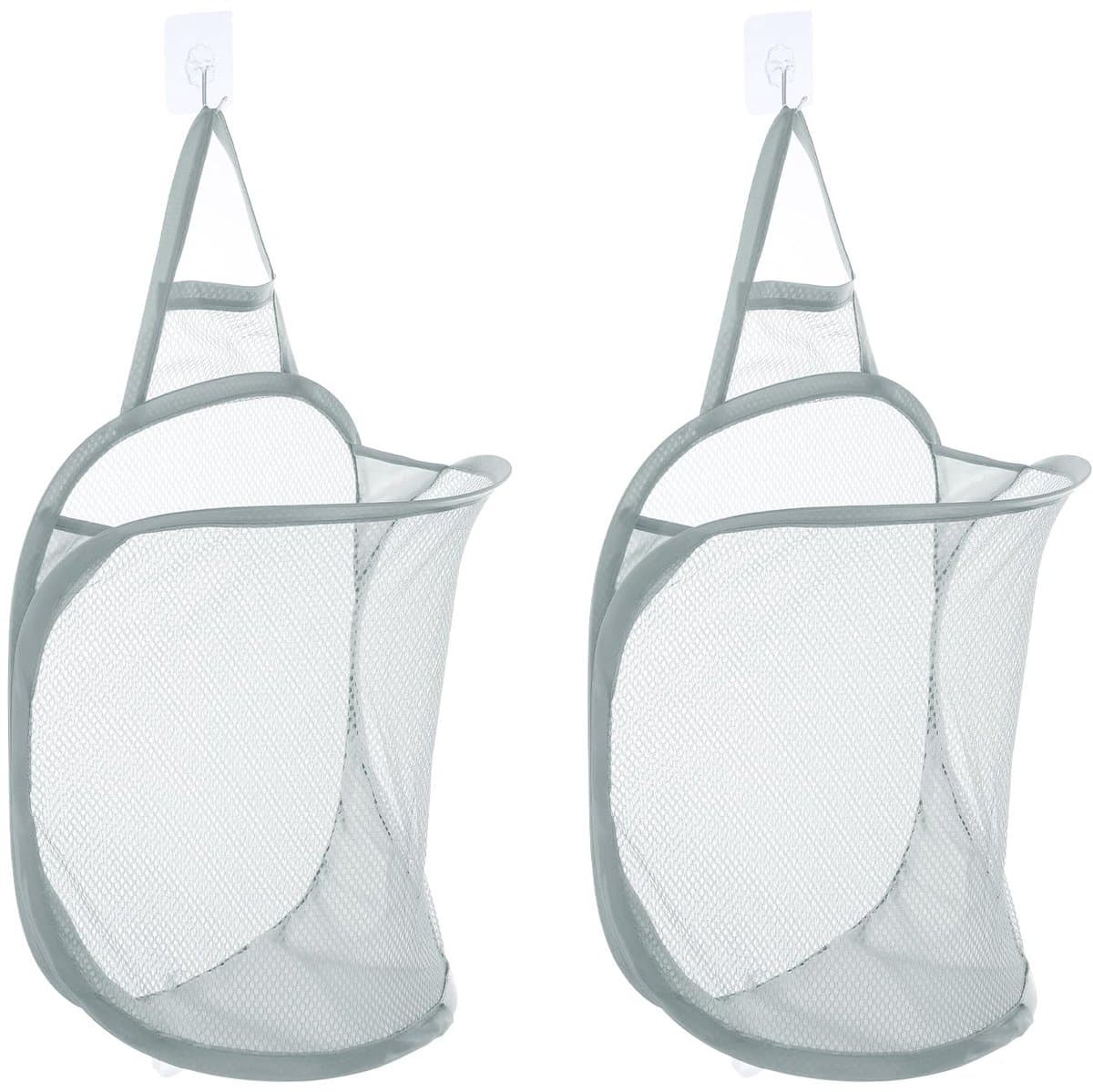 Dailygoods - 2 Pack Hangende Waszakken - Vouwbare Mesh Wasmand met Haken voor Vuile Kleding — afbeelding 1