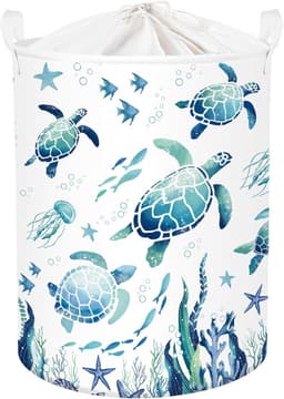 Opvouwbare Zeedierendas voor Wasgoed, Opbergmand voor Speelgoed en Kleding voor Thuis, Blauwe Schildpadden, 63L — thumbnail 1
