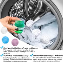 Wasbal voor wasmachine, 6 stuks wasballen voor wasmachine, herbruikbare droogballen, wasdroger, droogbal voor thuis, kleding en reiniging | Droogballen dons voor het reinigen van huiskleding — thumbnail 3