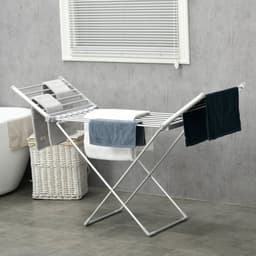 MIVRAY Droogrek – Elektrisch Met Verwarmingsfunctie 45–55 °C – 144 x 53 x 91 cm – Aluminium – Zilver – Inklapbaar Met Uitschuifbare Zijvleugels — thumbnail 1