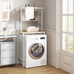 Wasmachinerek Badkamer - Toiletkast Opbergrek - Ruimte Besparen - Met Handdoekhouder - 67 x 162 x 40 cm - Wit — thumbnail 2