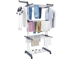 JCP® Droogrek - Gewichtslimiet 30kg - Wasrek - Wasrek Staand - Zwart en Zilver - 76cm x 50cm x 172cm