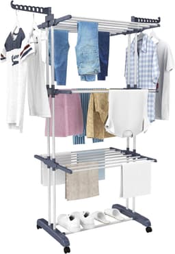 JCP® Droogrek - Gewichtslimiet 30kg - Wasrek - Wasrek Staand - Zwart en Zilver - 76cm x 50cm x 172cm — thumbnail 1
