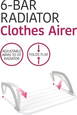 6-Bar Radiator Droogrek - Opvouwbaar en Compact voor Handdoeken en Kleding — thumbnail 5