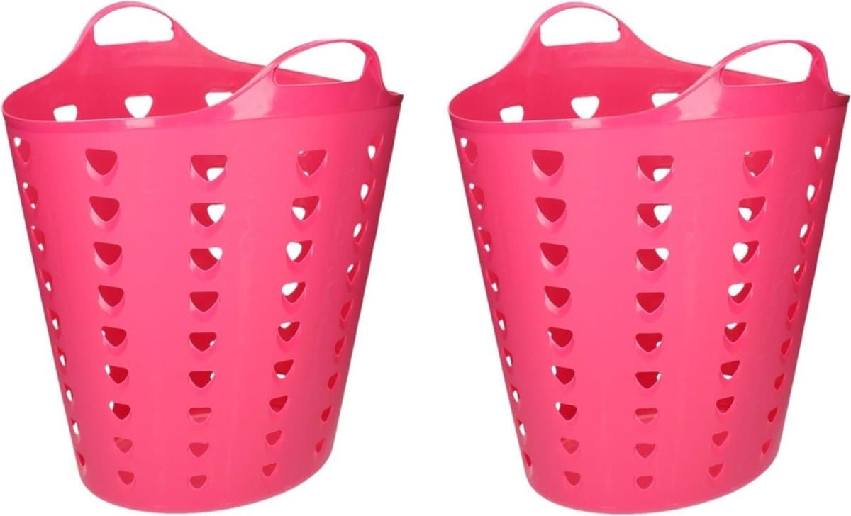 Set van 2x stuks roze wasmand flexibel 60 liter — afbeelding 1