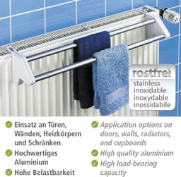 Wanddroogrek Radiator Wasdroger Standaard Aluminium Uittrekbaar 62-110 x 115 x 13 cm Wanddroogrek — thumbnail 2