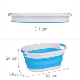 opvouwbare wasmand - 24 liter - kunststof - ruimtebesparend inklapbaar - handgrepen - blauw-wit — thumbnail 3