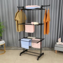 Alora Droogtoren - Zwart - kleding droogrek - inklapbaar - inclusief wielen - droogtoren met wieltjes - 20m drooglengte — thumbnail 4