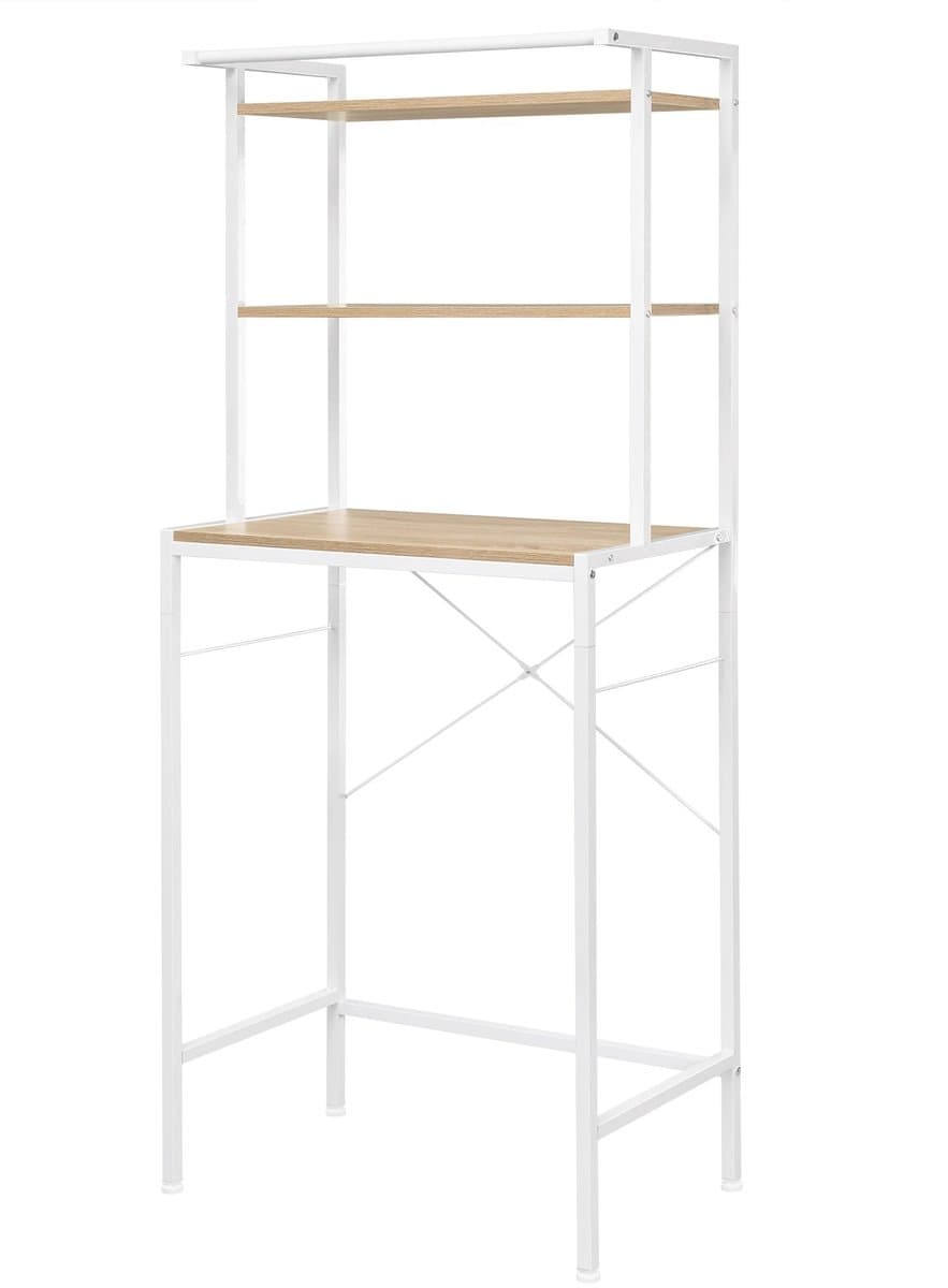Stemily Wasmachine Kast - WC Kastje - Opbergrek - Ombouw - Metaal - Hout - 3 Planken - 1 Ophangstang - 67 x 40 x 162 cm — afbeelding 1